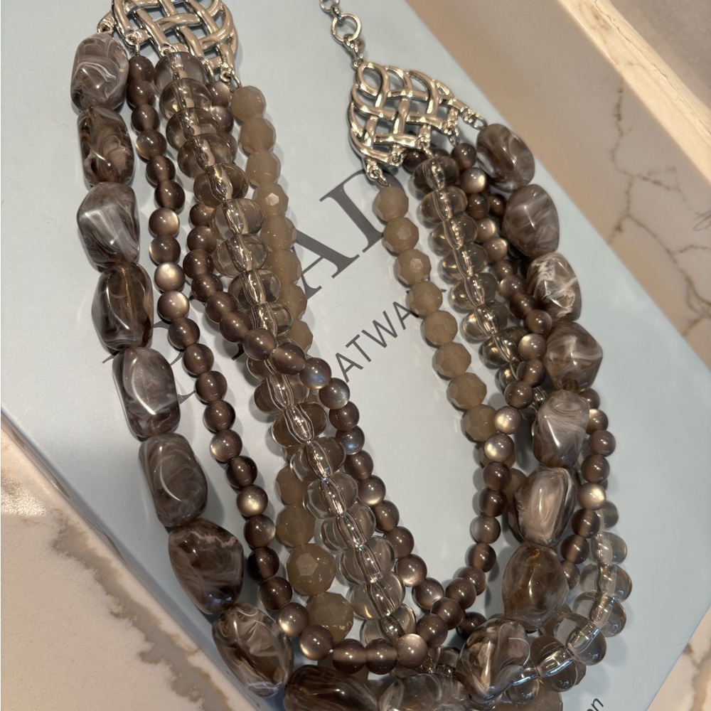 Banana Republic Grey and Silver Multi-Strand Necklace